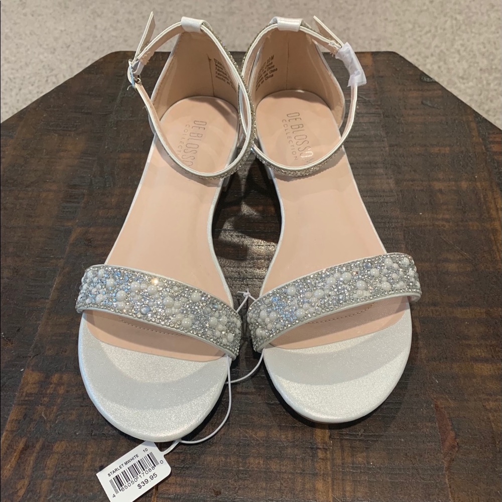 David’s Bridal Crystal Embellished Satin Sandals